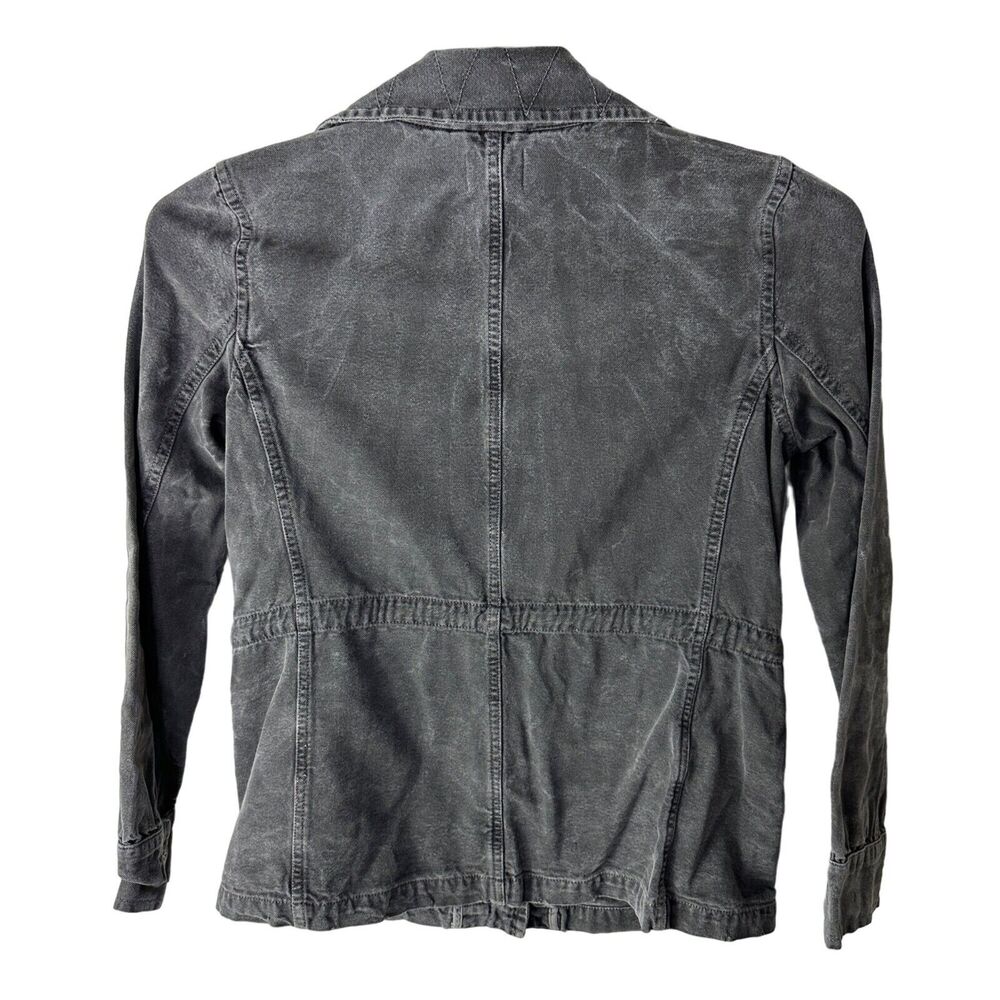 Sundry Women's‎ 1 Denim Jacket Moto Military Gray Distressed Button Up - Picture 2 of 8